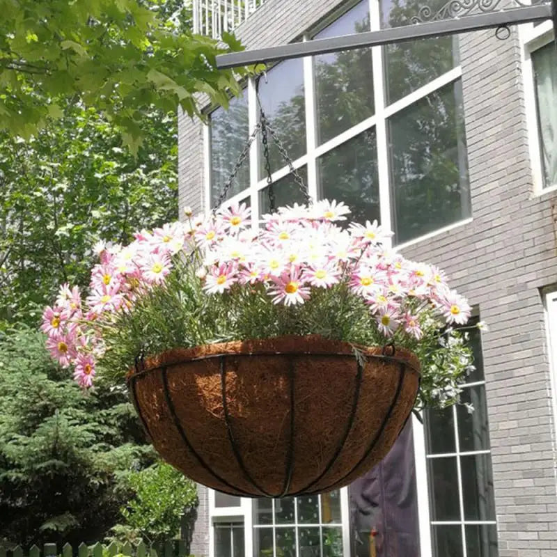 Hanging Metal Plant Basket – Round Wire Garden Pot Holder for Flowers & Home Decoration