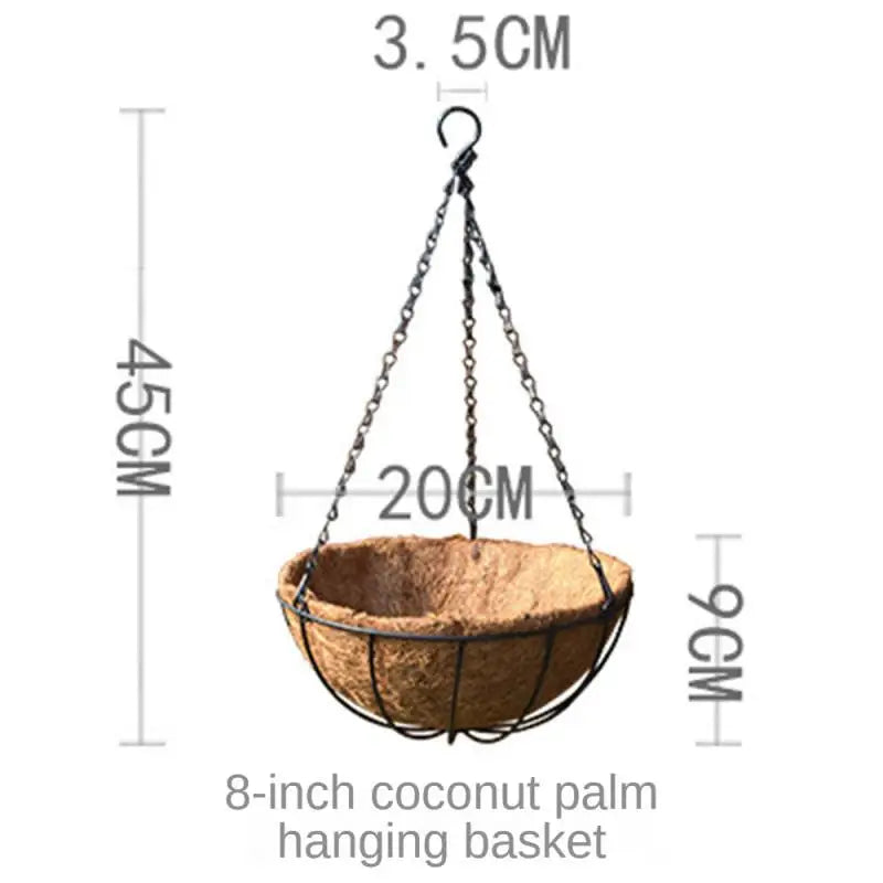 Hanging Metal Plant Basket – Round Wire Garden Pot Holder for Flowers & Home Decoration