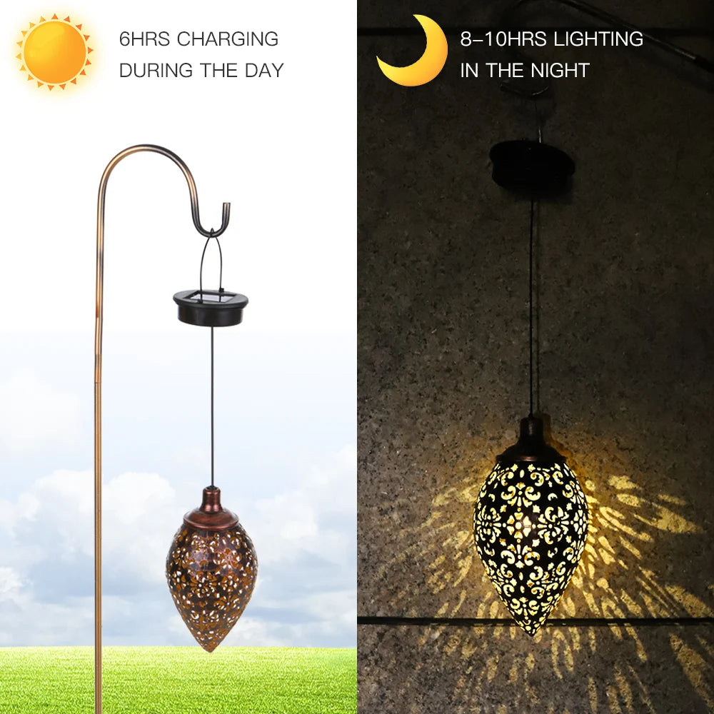 Olive-Shaped Waterproof Solar LED Garden Lantern with Sensitive Sensor Control