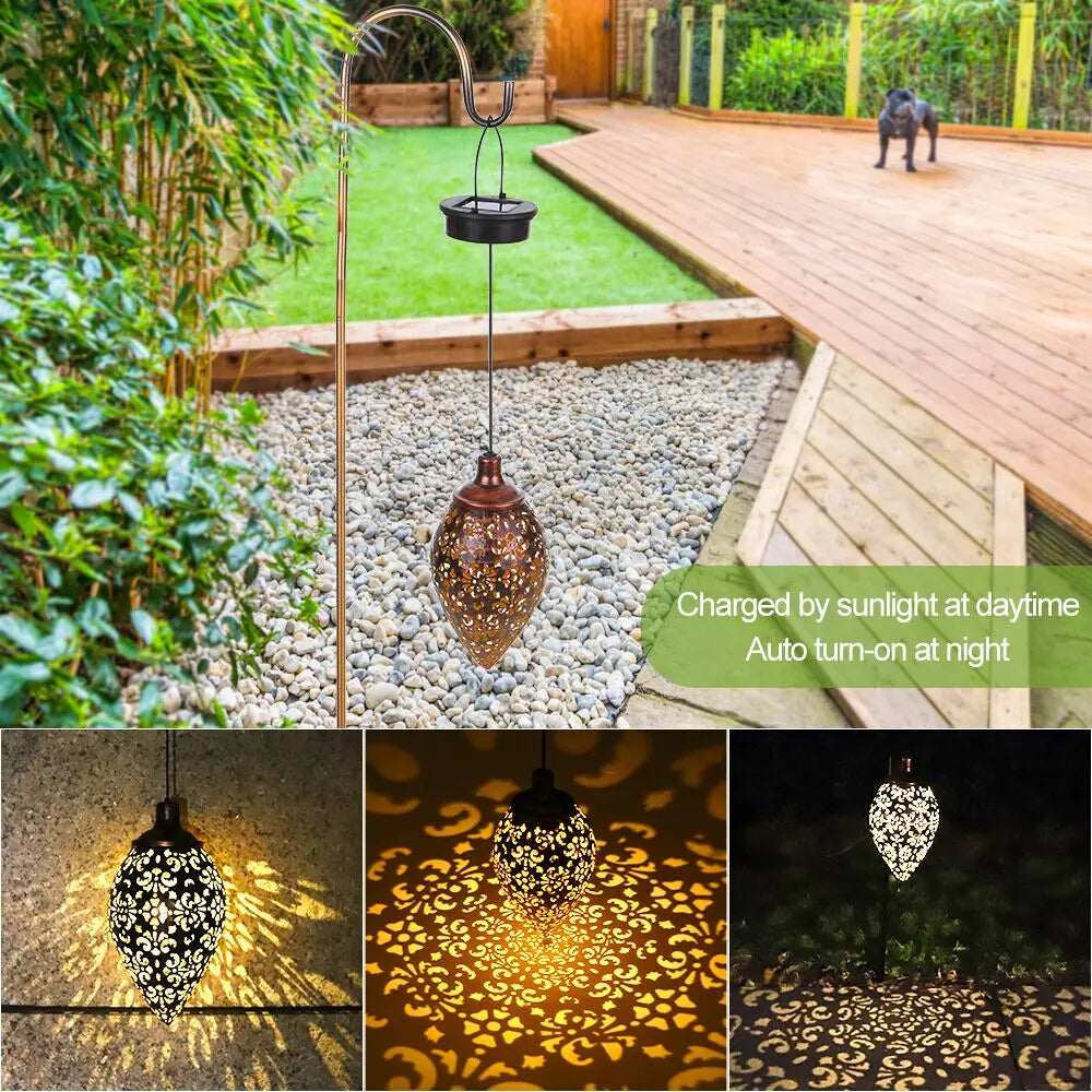 Olive-Shaped Waterproof Solar LED Garden Lantern with Sensitive Sensor Control