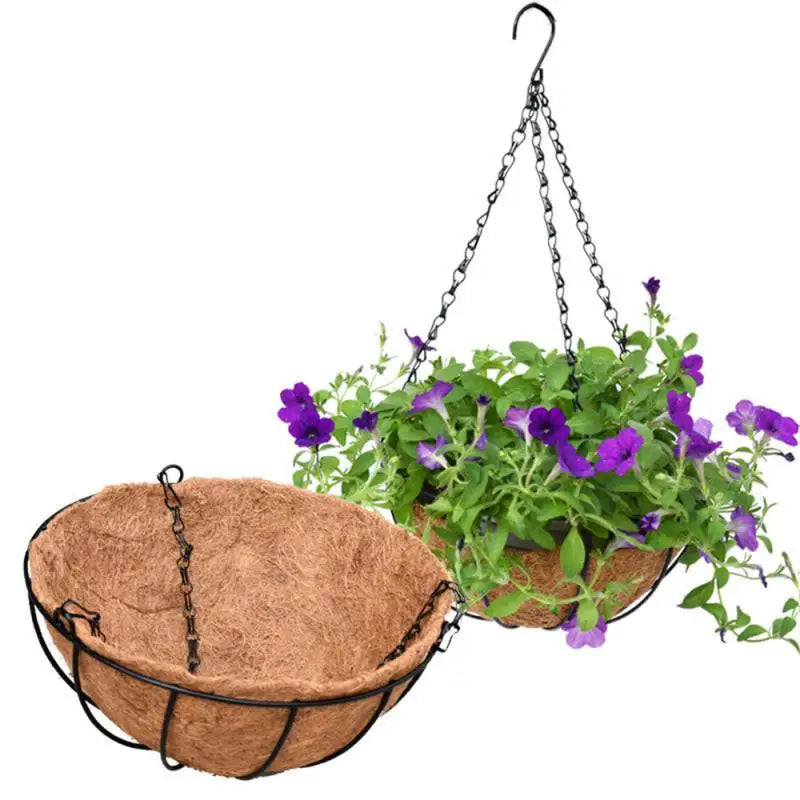 Hanging Metal Plant Basket – Round Wire Garden Pot Holder for Flowers & Home Decoration