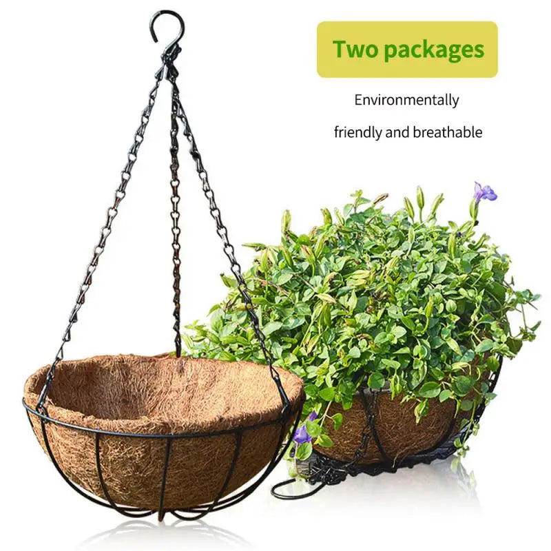 Hanging Metal Plant Basket – Round Wire Garden Pot Holder for Flowers & Home Decoration