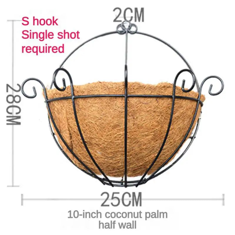 Hanging Metal Plant Basket – Round Wire Garden Pot Holder for Flowers & Home Decoration