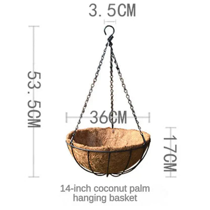 Hanging Metal Plant Basket – Round Wire Garden Pot Holder for Flowers & Home Decoration