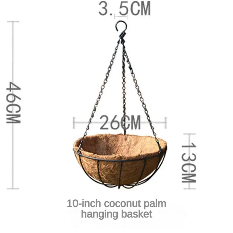 Hanging Metal Plant Basket – Round Wire Garden Pot Holder for Flowers & Home Decoration