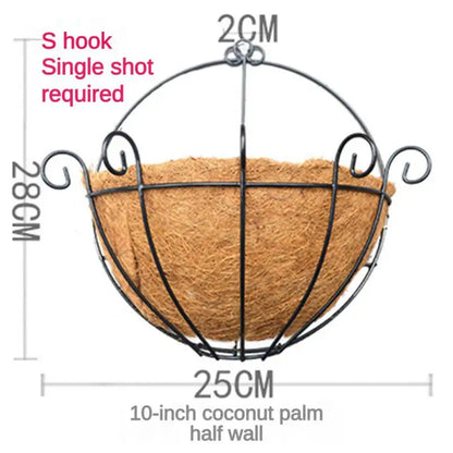 Hanging Metal Plant Basket – Round Wire Garden Pot Holder for Flowers & Home Decoration